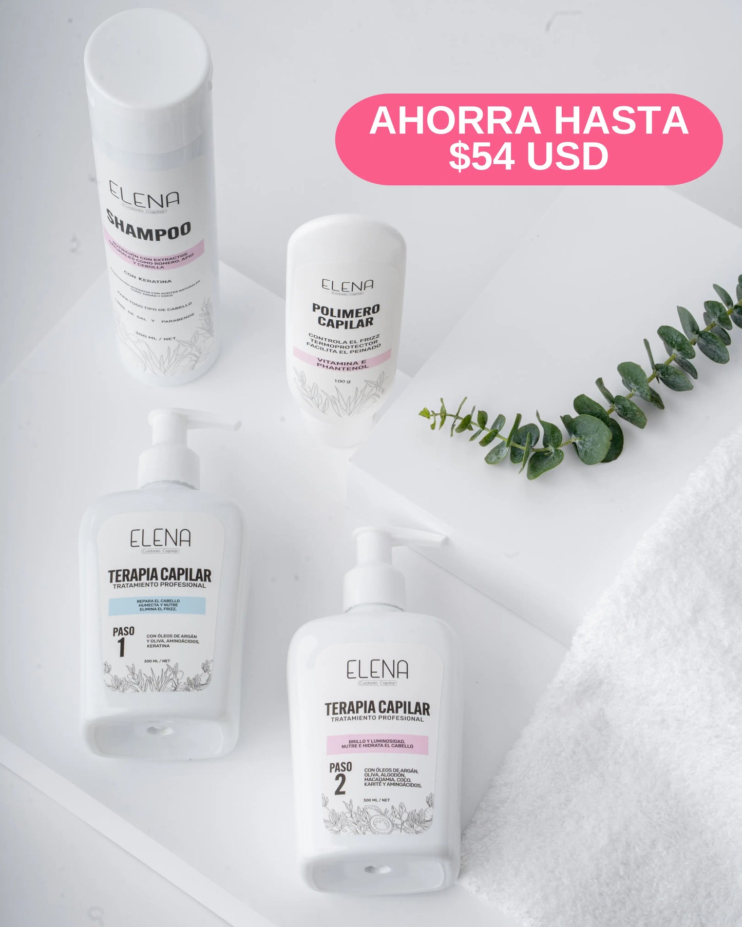 🥰 Kit Profesional de Reconstrucción Capilar + Control Frizz + Crecimiento